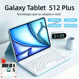 {Com teclado e mouse}Galaxy S12Plus Tablet 12,8"Tela IPS 120Hz 16GB+512GB Tablet 5G Tablet Android16