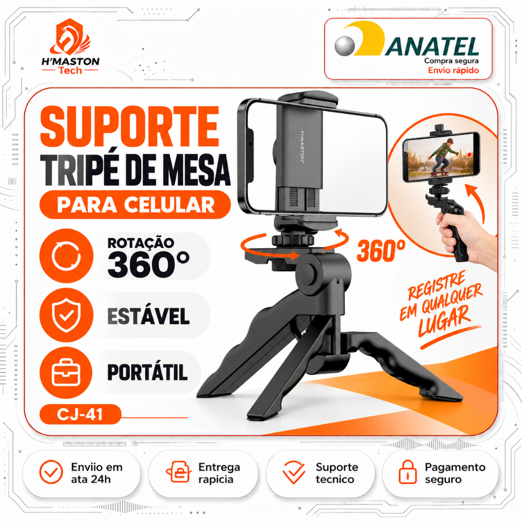 H‘Maston CJ-41 Tripé Para Celular Profissional Tripé De Mesa Para Celular Suporte Pra Celular De Mesa Tripé Portátil
