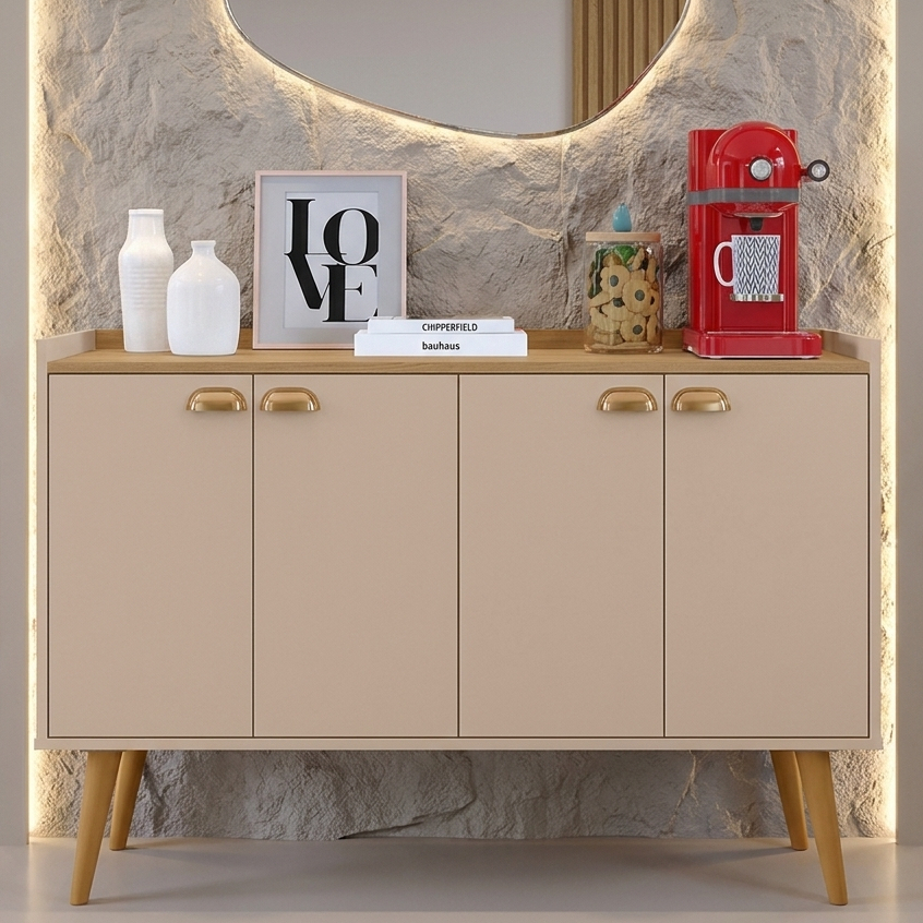 APARADOR BUFFET RETRÔ 4 E 2 PORTAS – MODELOS KIEV DALLAS E LINEA  | ELEGÂNCIA E FUNCIONALIDADE PARA SUA SALA