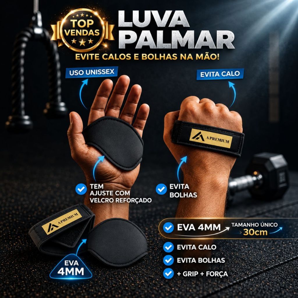 Luva Palmar EVA Para Treino Pesado Academia Musculação Fitness Unissex