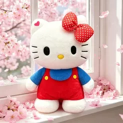 35cm/55cm Pelúcia Hello Kitty Fofa com Laço Vermelho – Boneca de Pelúcia Decorativa