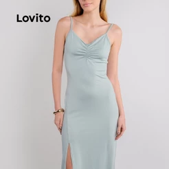 Lovito Vestido Feminino Longo Casual DRB21492179