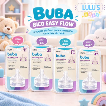 Kit 2 Bicos Mamadeira Buba Easy Flow Anticólica Fluxo Rápido Pétala Silicone Vários Fluxos