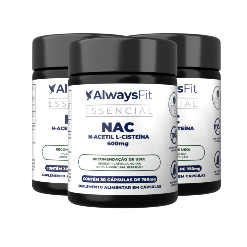 Kit 3 NAC AlwaysFit 600mg | N-Acetil L-Cisteína + Selênio + Molibdênio | 30 Cápsulas