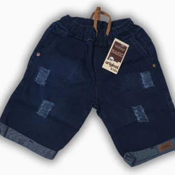 Bermuda Jeans Masculina Juvenil Short Destroyed dos 8 aos 14 Anos