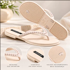 Chinelo Feminino com Pérolas Confortável Solado Macio para Dia a Dia - Pedrozo's Shop
