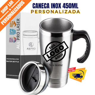 Copo Caneca Térmica Inox 450ml Personalizada  Logo Nome Time Desenho