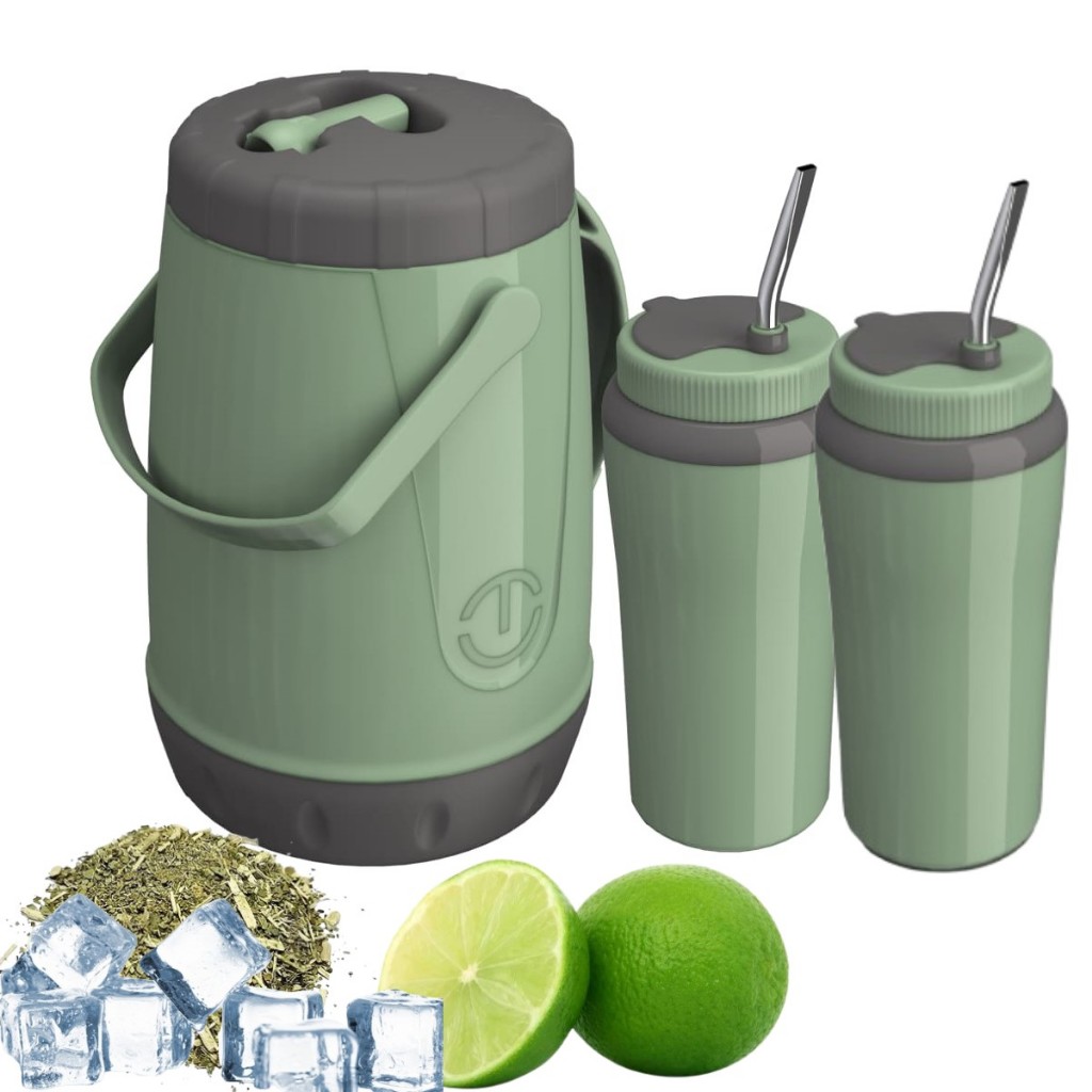 Kit Tereré Térmica 2,5l Com 2 Cuia E Bomba Inox 650ml