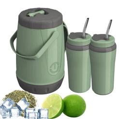 Kit Tereré Térmica 2,5l Com 2 Cuia E Bomba Inox 650ml
