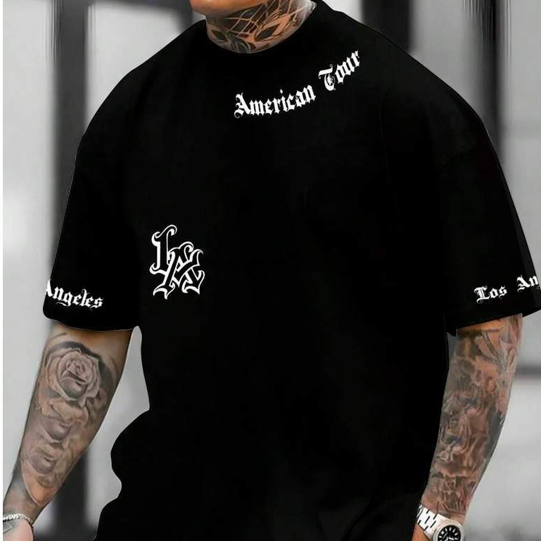 Camiseta LA America Tour Manfinity Wise Estampa Los Angeles Algodão Lançamento