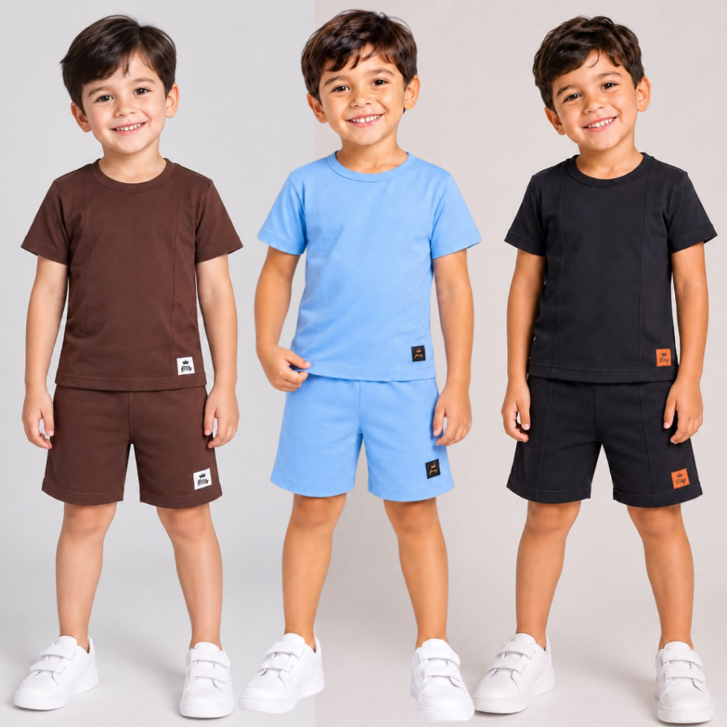 Conjunto Infantil Masculino 2 Peças Camisa e Short Moletinho Verão