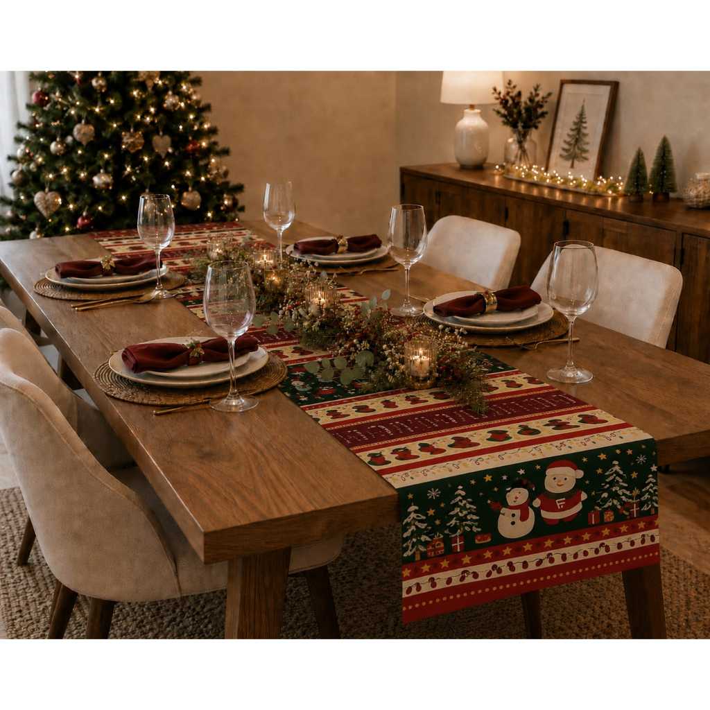 Trilho de Mesa Natalino 1,40m x 50cm – Decoração de Natal Caminho de Mesa Natalino Toalhas de Mesa