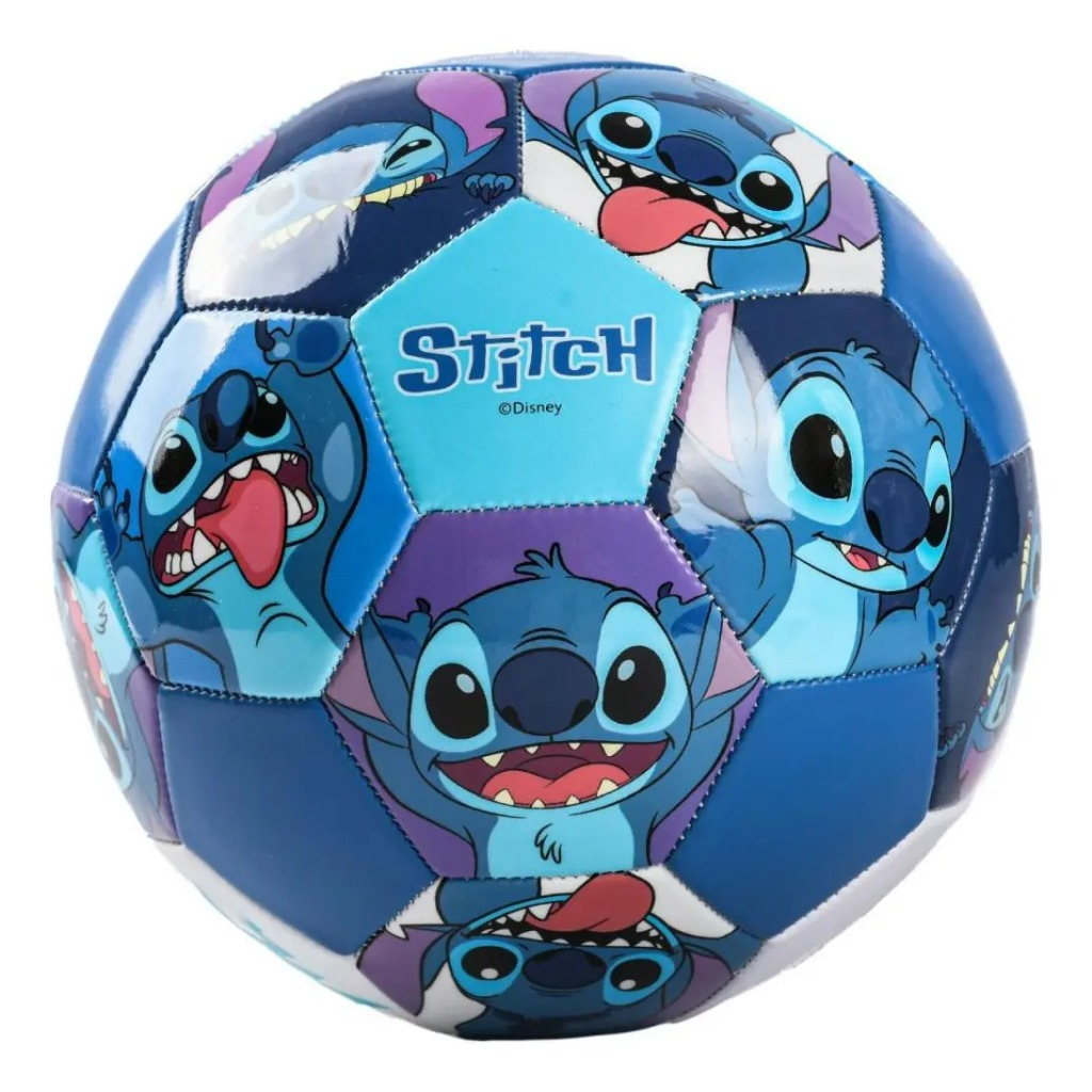 Bola de Futebol Campo Stitch Azul Número 5 PVC Infantil Recreativa
