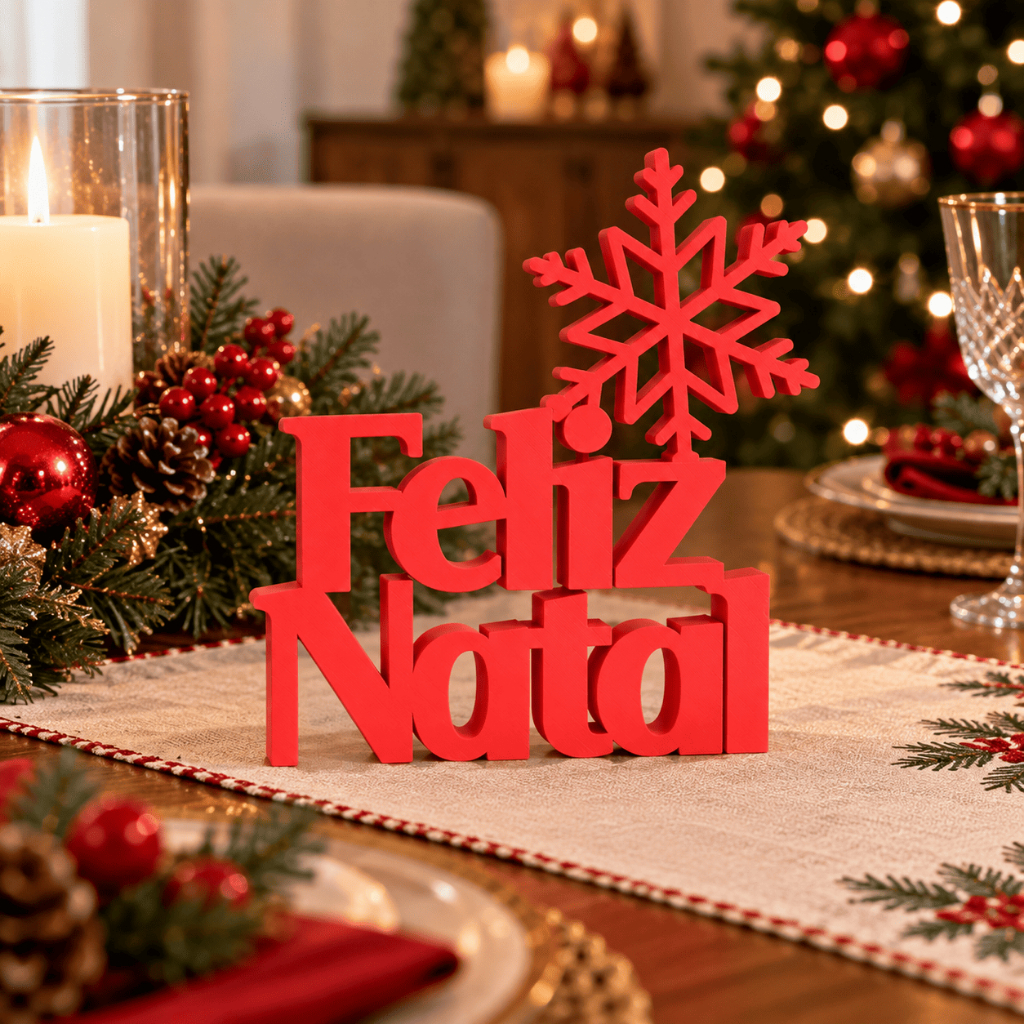 Placa Decorativa Feliz Natal Enfeite Natalino Para Casa Sala Jantar Aparador Estante Decoração De Fim De Ano