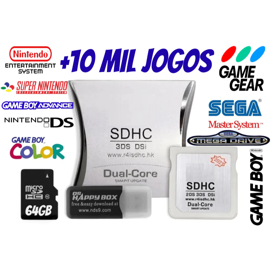 Cartão Cartucho Adaptador R4 Dual Core 2025 Sd 10000 Ds 2ds 3ds