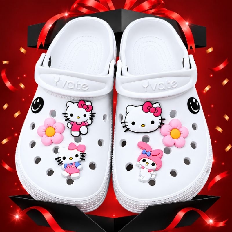 Sandália Babuche Nuvem LEVE Hello kitty Profissional Feminino 6 Botons Antiderrapante Yvate Confortável Macia