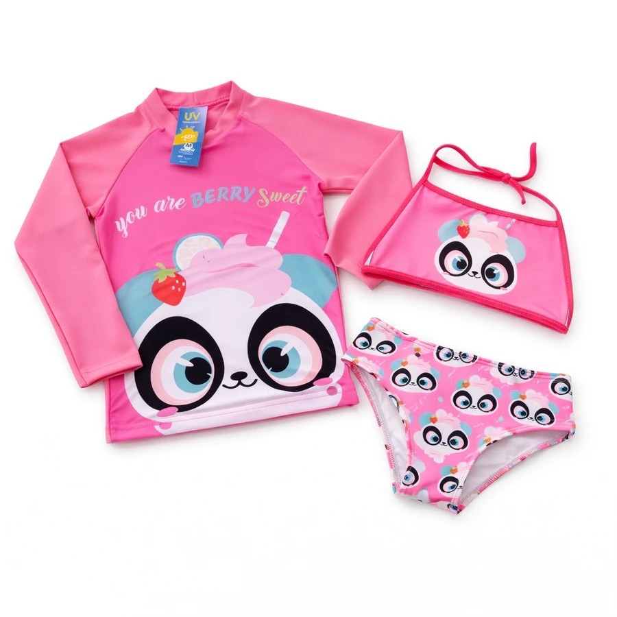 Kit Praia Infantil Menina UV50+ | Camisa UV + Biquíni Proteção Solar