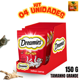 DREAMIES Petisco PROMOÇÃO 150g PARA GATO SABOR CARNE KIT 4 UN