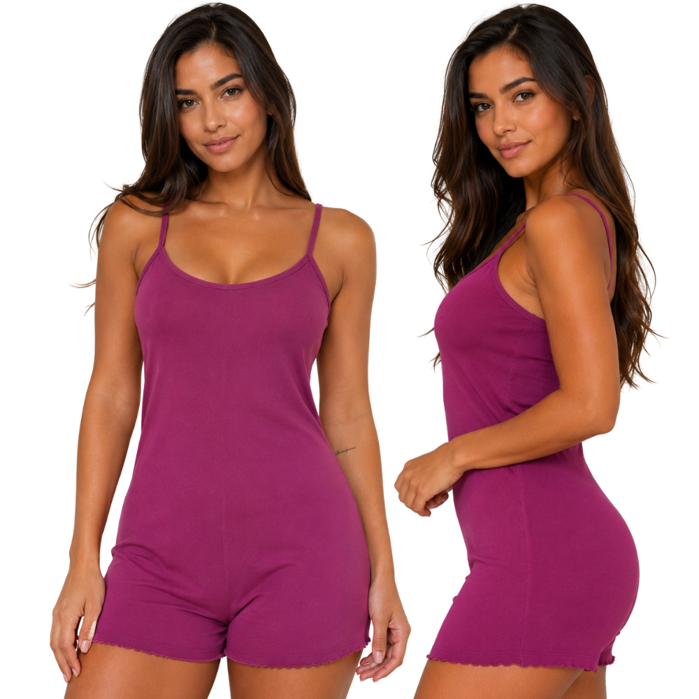 Pijama Macaquinho De Dormir Feminino Confortável Regulável