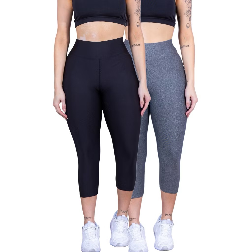 Kit 2 Corsário Feminino capri Cintura Alta academia Confortáveis e Estilosos