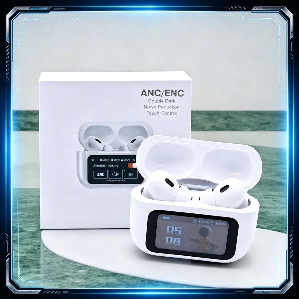Fones De Ouvido Bluetooth 5.3 Sem Fio TWS Touch Screen ANC Ruído Cancelando Fone A9 Pro