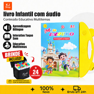 Livro Infantil Bilíngue Português Inglês Livro Interativo com Som Toque Inteligente Educativo Aprendizagem Crianças