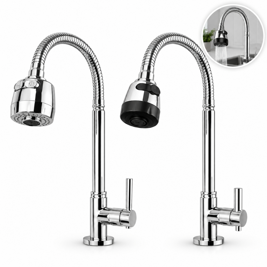 Torneira Gourmet Cozinha Bancada Mesa Pia Cano Inox Flexível Jato dagua