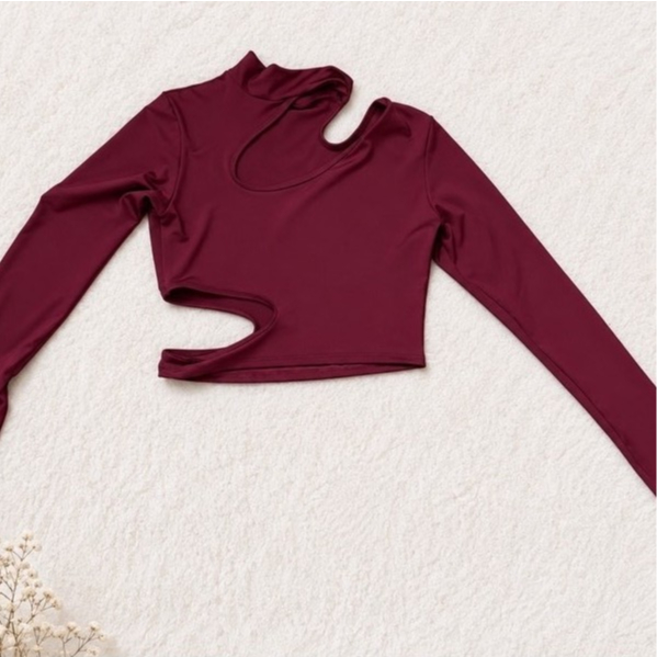 Cropped Recortado Manga Longa Suplex Aberturas Roupas Feminina Moda Outono Inverno P M G GG — imagem 2 de 2