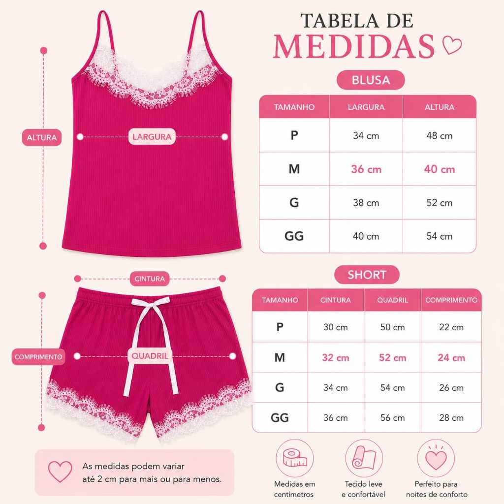 Baby Doll Canelado Com Renda Luxo Pijama Short Dool Sensual Fresquinho Rendado Confortável — imagem 2 de 2
