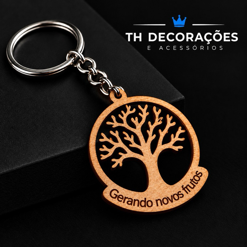 Chaveiro Árvore da Vida Personalizado com Frase | MDF Corte a Laser | Lembrancinha Presente Personalizado Do Seu Jeito
