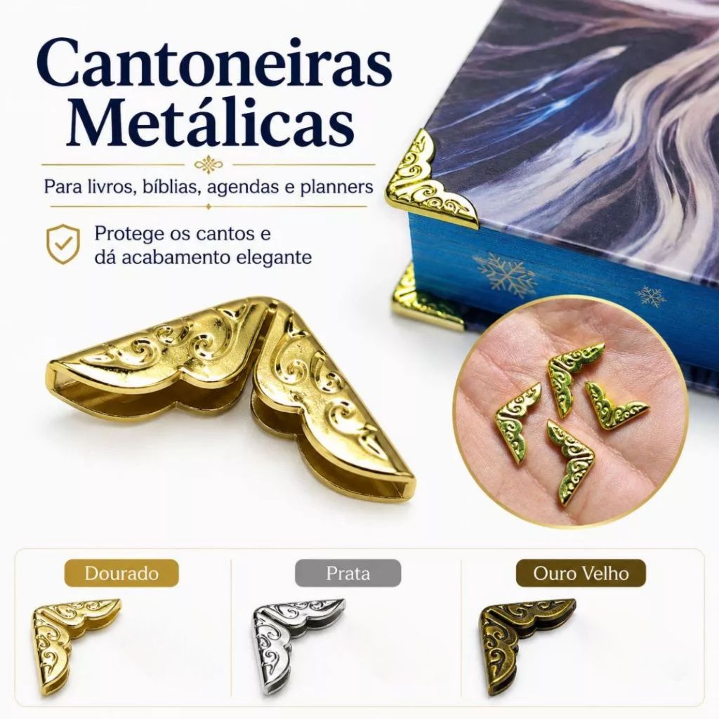 Proteção borda De Livro Cantoneira Cantos kit com 12 Und