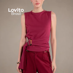 Lovito Blusa Elegante Feminina com Faixa e Fivela BLB20322062