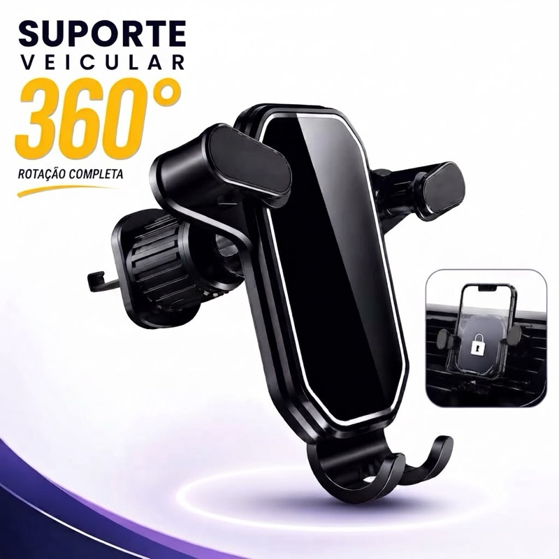 Suporte Veicular Carro Para Celular 360 ° Giratório Universal Multifuncional Ventilacao Ar