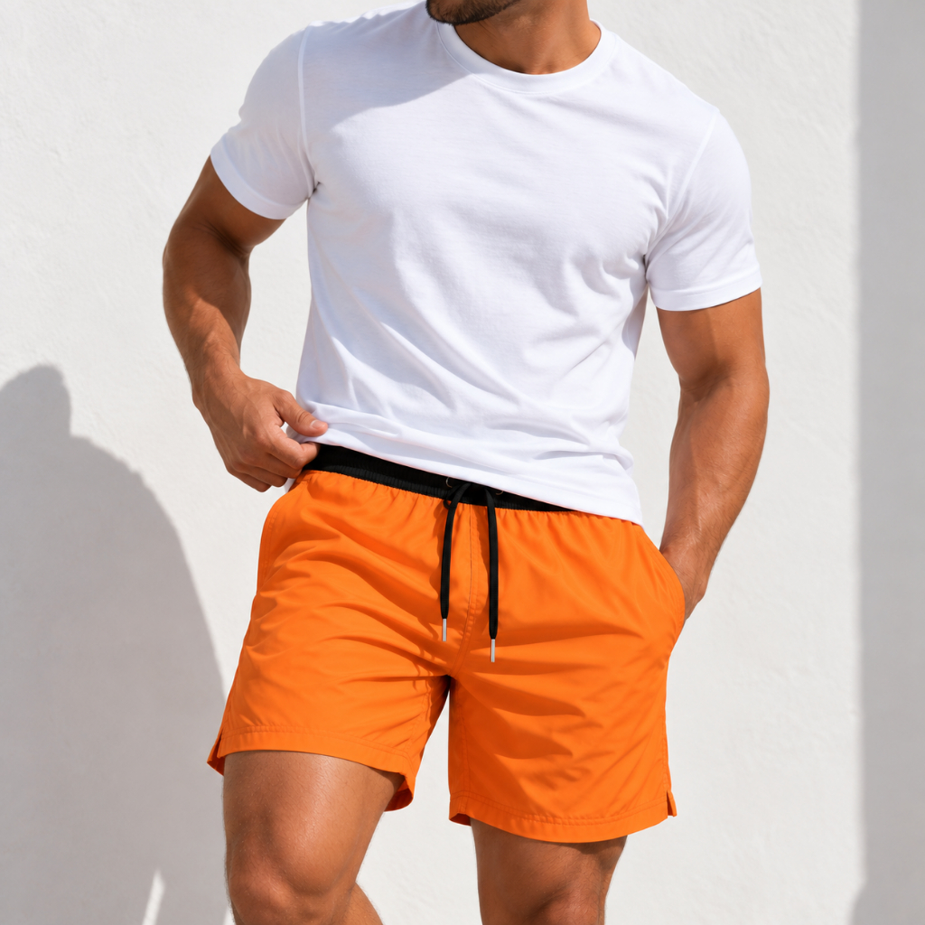 Bermuda Masculina Tactel com Elastano e Bolsos – Praia Piscina Secagem Rápida