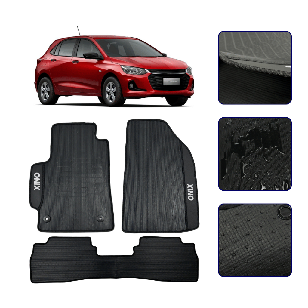 Jogo de Tapete Emborrachado para Onix Hatch 2020 21 22 23 24 25 2026 Kit Automotivo Premium