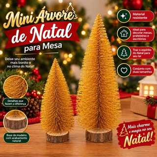 Kit 02 Mini Arvore Pinheiro 20cm 30cm Natal Nevada Lembrancinha Festa Natalina Decoração Enfeite Mesa empresarial