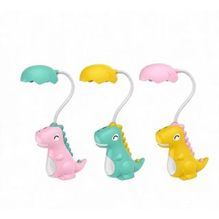 Lâmpada de Mesa Infantil LED Formato Tiranossauro Rex Fofa, Recarregável USB Sem Fio Ideal para Aprendizado e Decoração