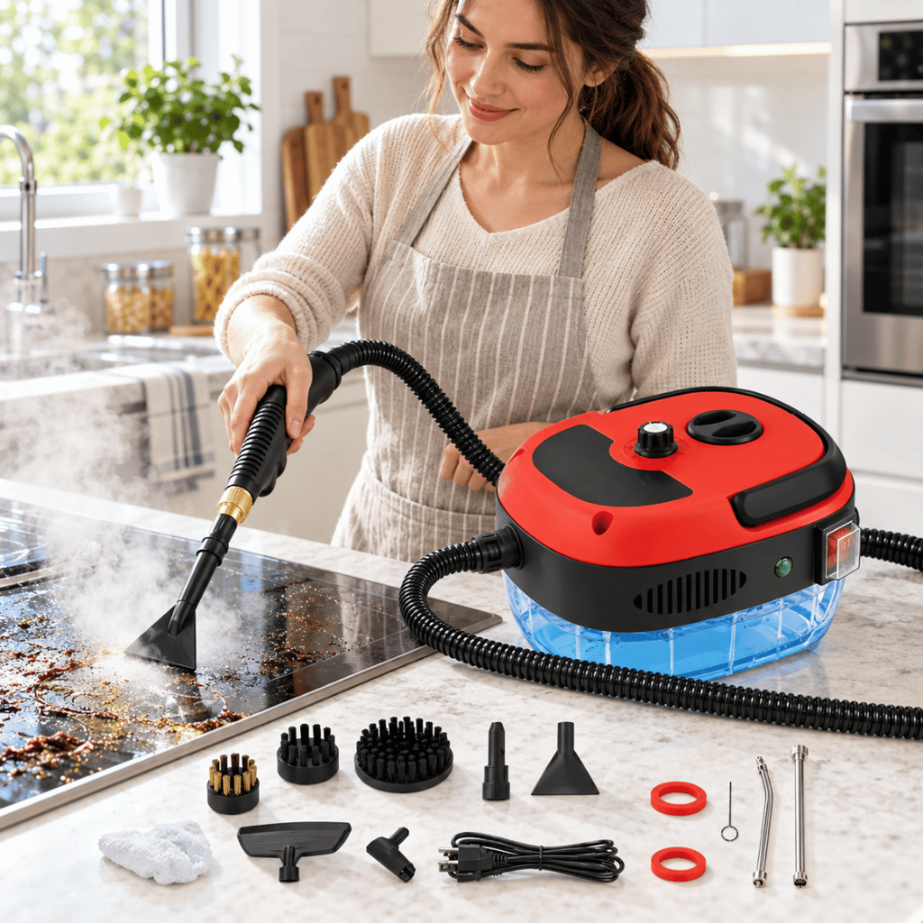 Limpador A Vapor Portátil 1500W 127V Alta Pressão 3 Bar 1,2L Máquina Limpeza Multiuso