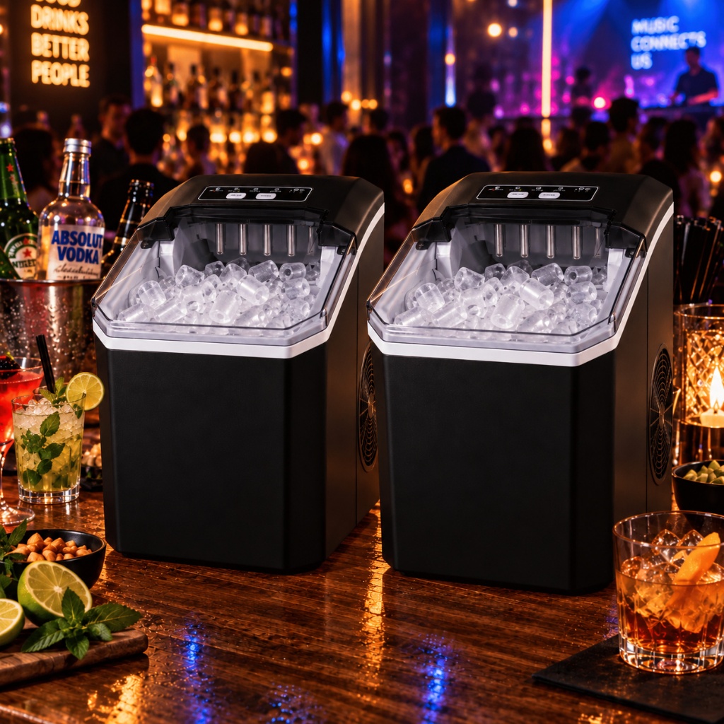 Kit 2 Máquinas de Gelo 12kg Turbo Ice Premium Gelo Rápido Cubos Bar Drinks Promoção Econômica Combo