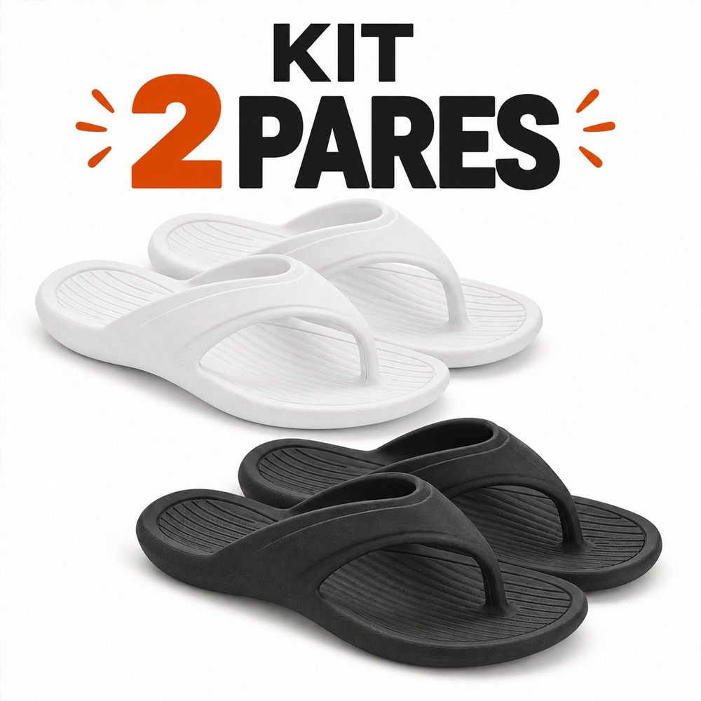 Kit com 2 Pares de Chinelo Feminino Confortável Antiderrapante Unissex Macio Leve Verão Praia