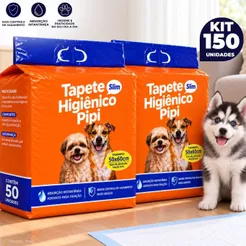Kit 150 Tapetes Higiênico Pet Fralda Descartável Absorvente Cachorro Adulto e Filhote - 50x60 Cm