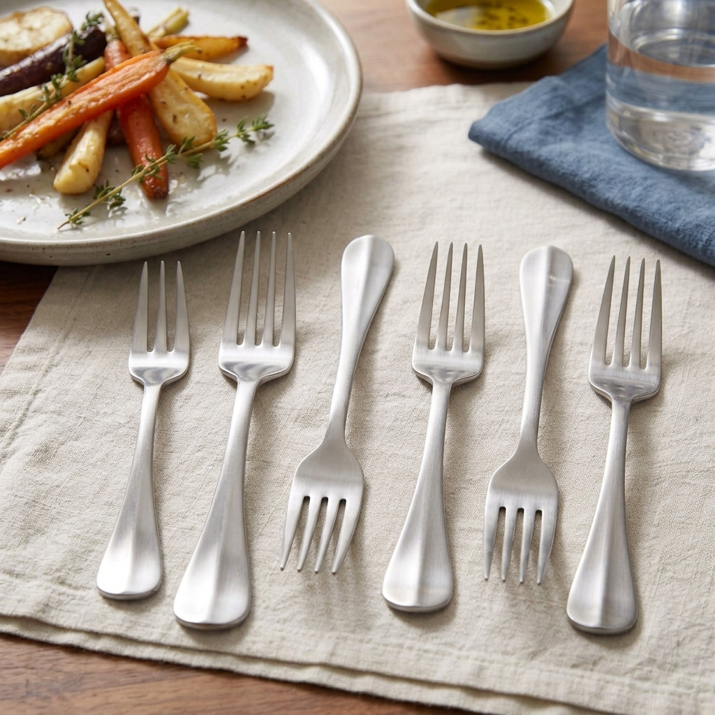 Kit 6 Garfos para Mesa Lyor Positano de Aço Inox Jantar Talheres Resistente Requintado Sofisticado Restaurante Refeições