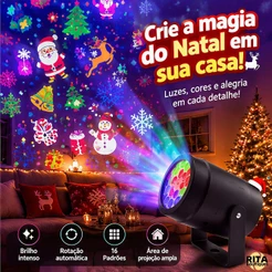 Projetor LED Natalino Decoração de Parede 16 Imagens Automáticas Luz de Natal para Casa Festa Bivolt