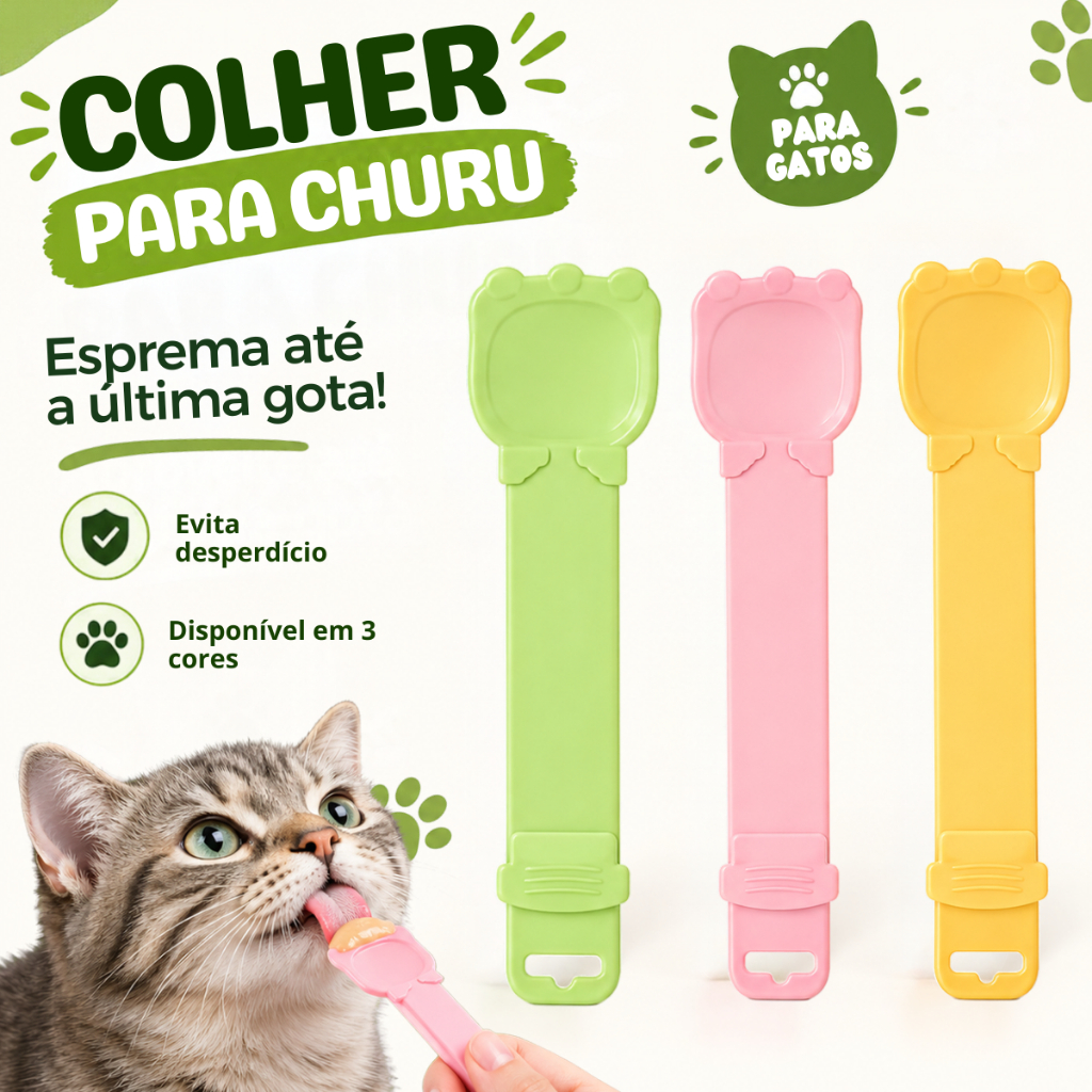 Colher para Gato Espremedora de Churu Sachê Petisco Suporte para Churu de Gato