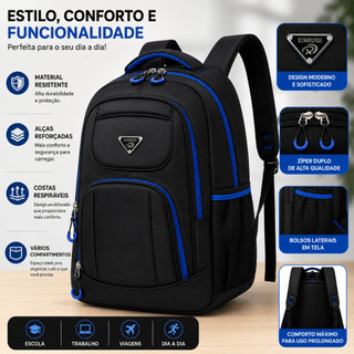 Mochila Masculina Resistente Impermeável Grande Notebook Escolar Viagem Trabalho Reforçada