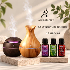 Umidificador De Ar + 3 Essências Hidrossolúvel | Difusor de Ambiente 200ml | + Essências 20ml Brinde