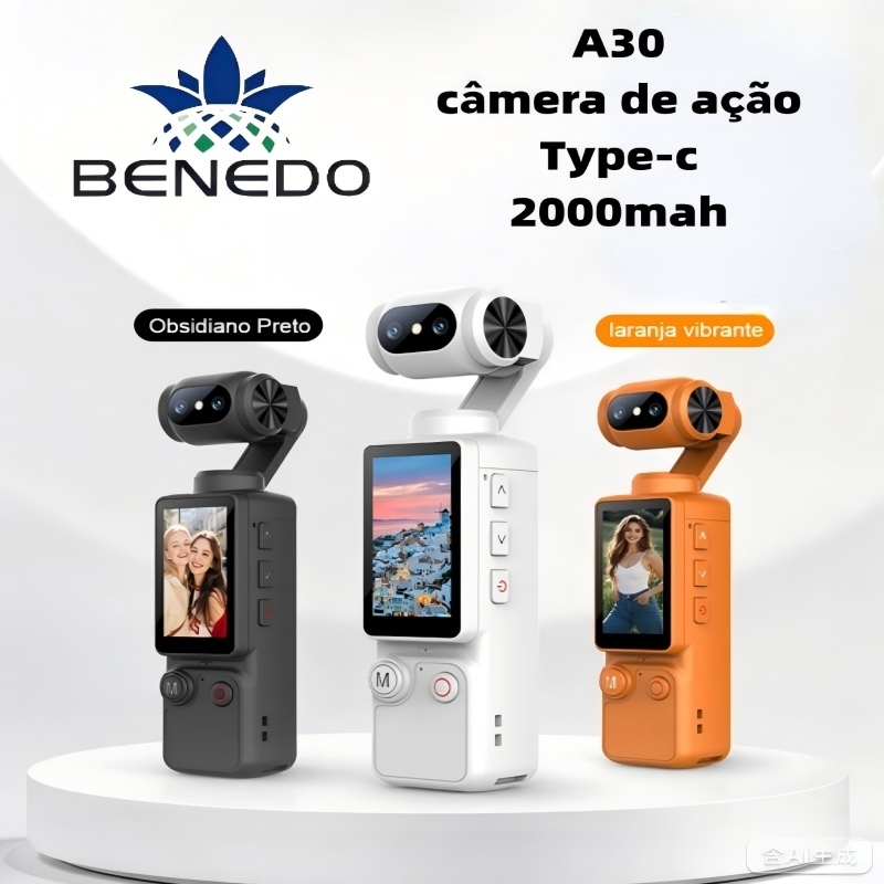 BENEDO A30 câmera de ação 1080P Rotação de 180° | Vestível, Portátil, Gravador de Viagem e Ciclismo