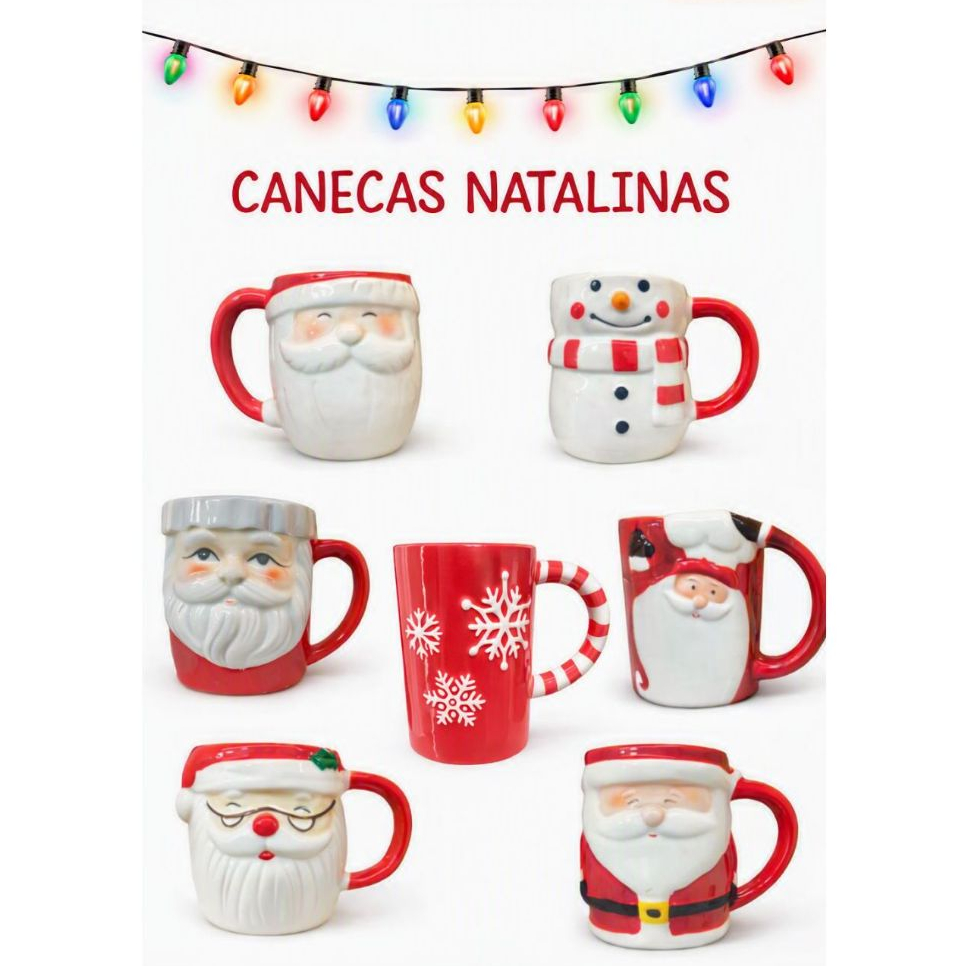 CANECA TEMÁTICA DE CERÂMICA NATALINA / PAPAI NOEL 330 ML