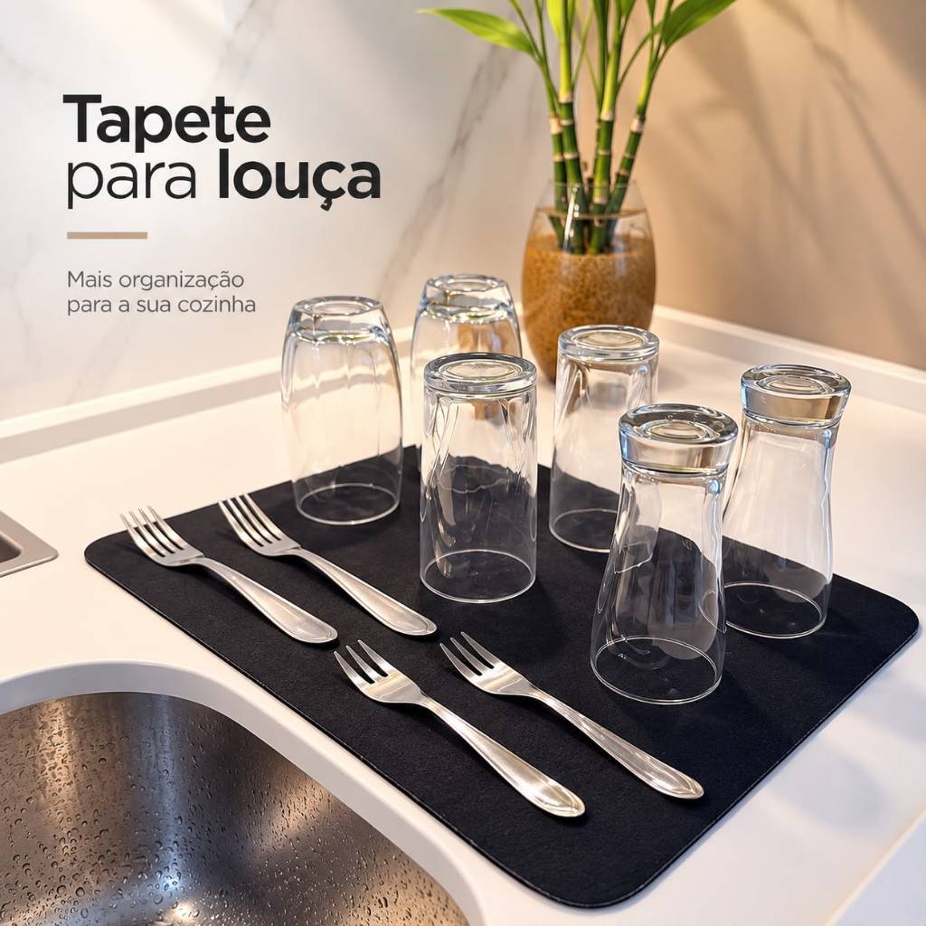 Tapete Escorredor de Louças Pia Antiderrapante Secagem Rápida Alta Absorção Multiuso para Cozinha