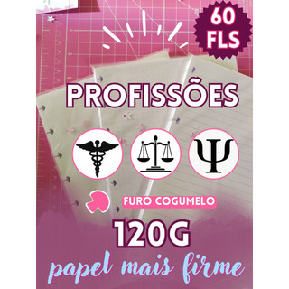 Refil de Folhas Offset 120g Caderno Inteligente/Discos Profissão-LOGO-curso-graduação-miolo personalizado